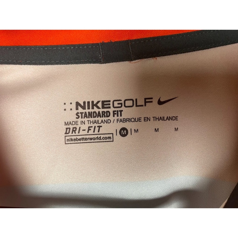 Nike Golf Clemson Tigers Men's Polo Shirt Orange Gray Striped Size Medium - Picture 6 of 6